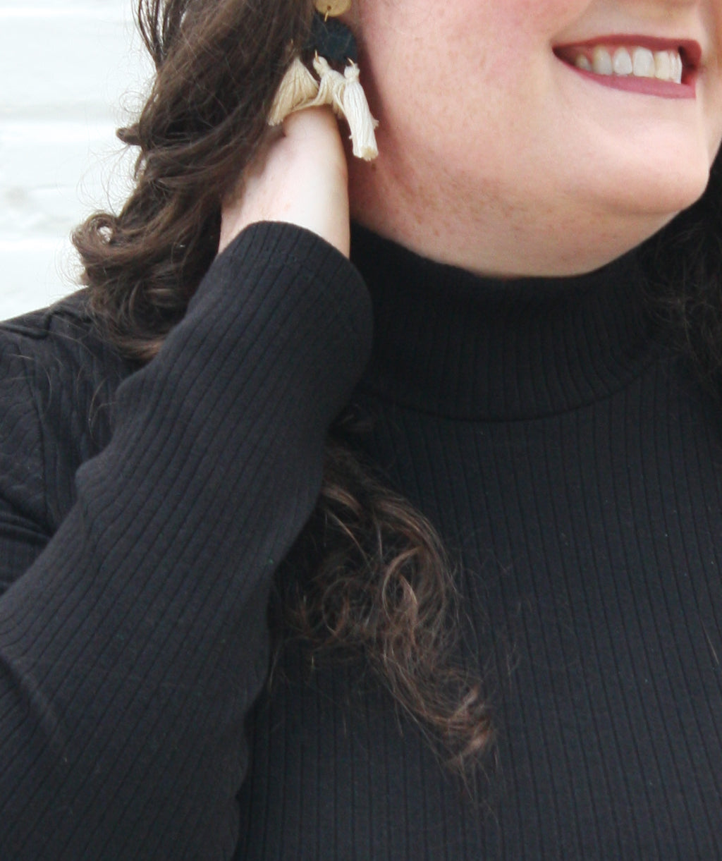 ASTOR rib knit top in Black