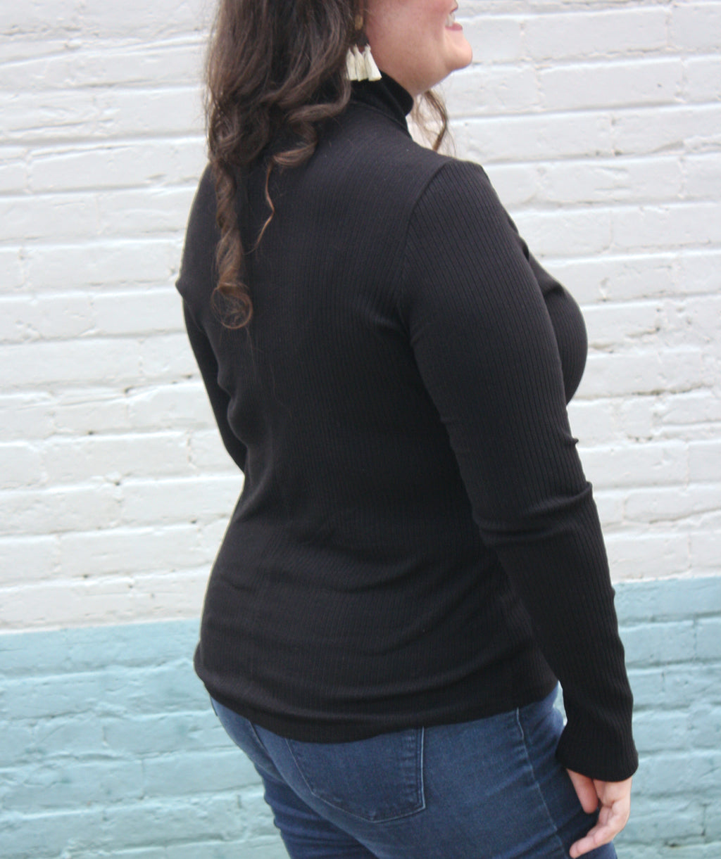 ASTOR rib knit top in Black