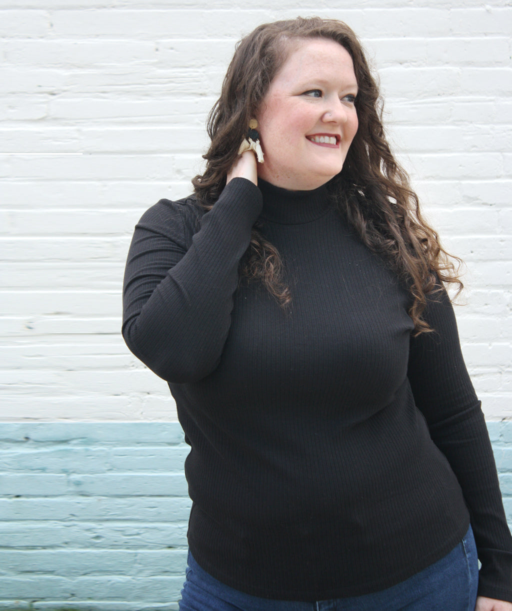 ASTOR rib knit top in Black