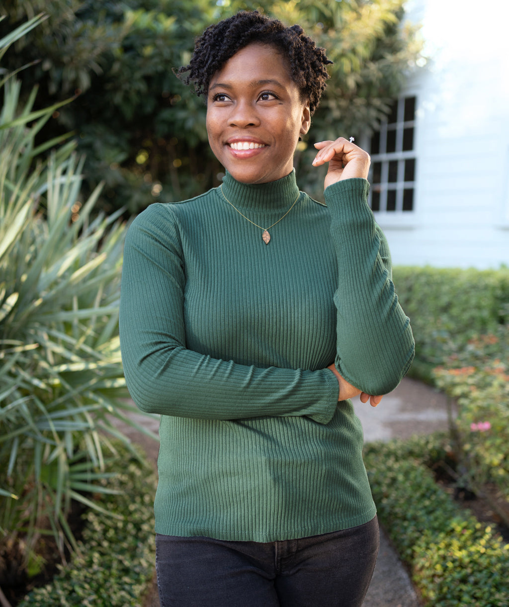 ASTOR rib knit top in Sage Brush