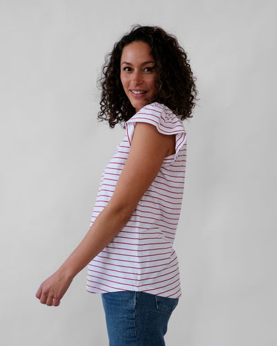 BERCY stripe tee in White/Red