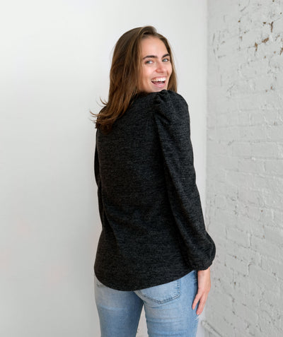 BINITA brushed sweater top in Black