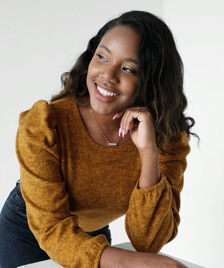 BINITA brushed sweater top in Mustard