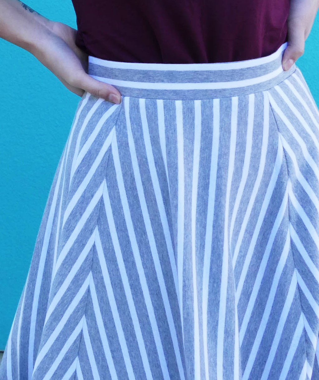 CAROLINA stripe circle skirt in Grey