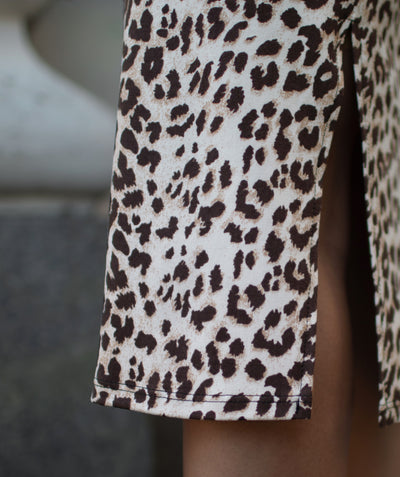CARRIE cheetah print pencil skirt in Brown/Tan