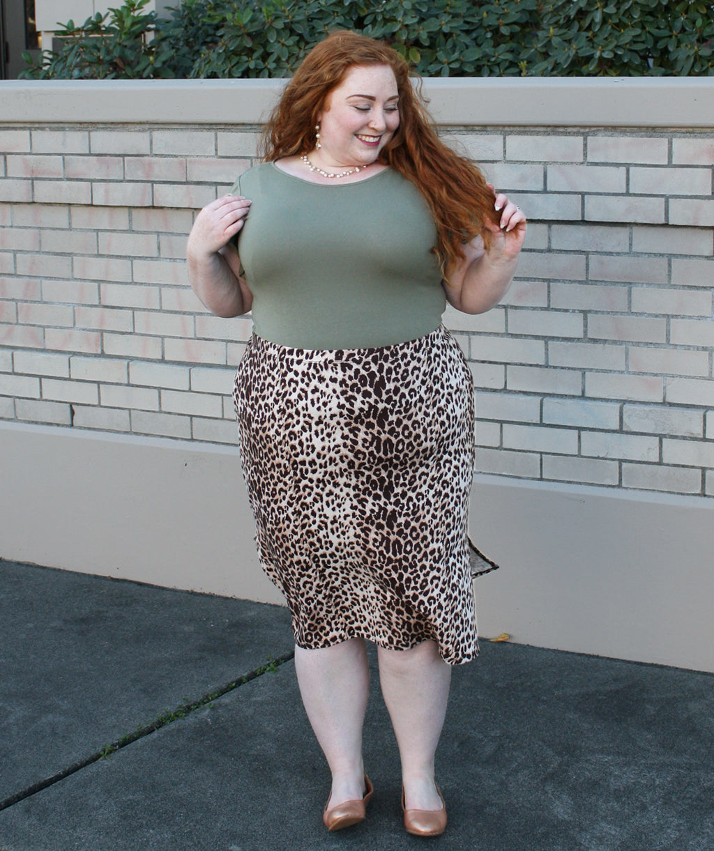 Plus Size Cheetah Midi Skirt Queen CARRIE Cheetah Print Pencil