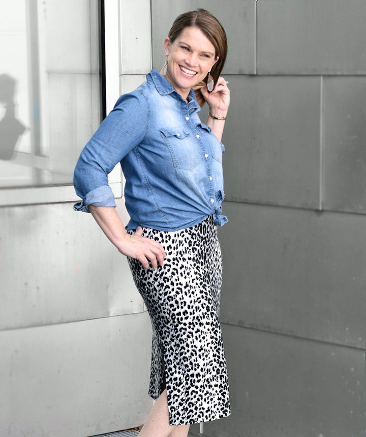 Gray cheetah skirt clearance
