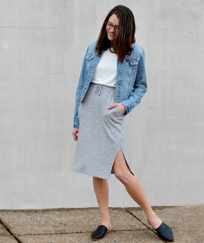 CITY sweater knit skirt in Grey Heather