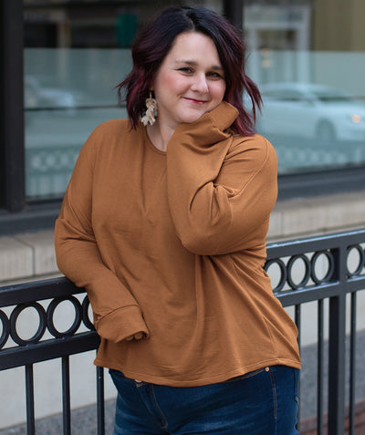 DELANCEY french terry top in Camel<br/>(Less than perfect)