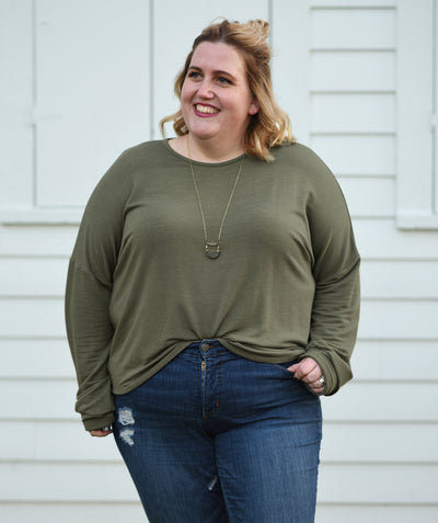 DELANCEY french terry top in Olive<br/>(Less than perfect)