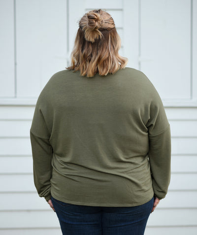 DELANCEY french terry top in Olive<br/>(Less than perfect)