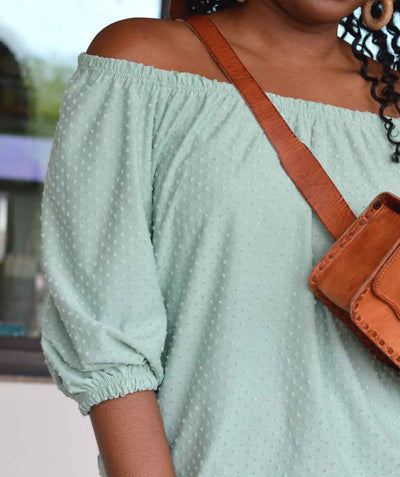 DEVI dotted swiss top in Sage Mint