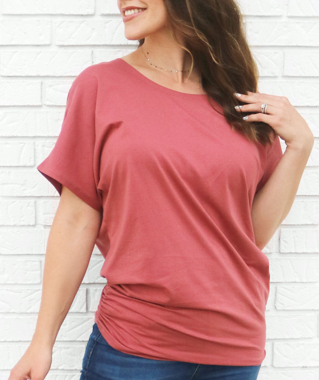 EMILY draped tunic in Withered Rose