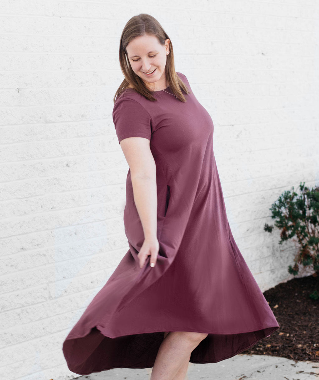 ERICA trapeze dress in Aubergine