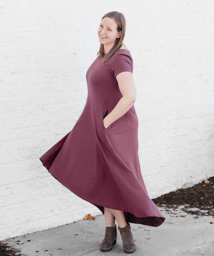 ERICA trapeze dress in Aubergine