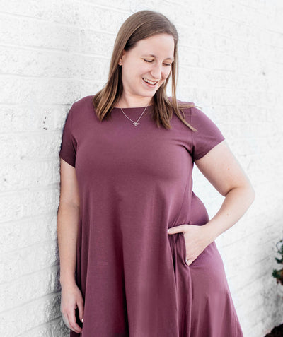 ERICA trapeze dress in Aubergine