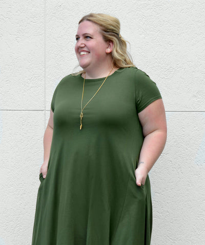 ERICA trapeze dress in Forest Green