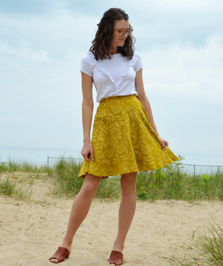 FIESTA palm print skirt in Golden Fern