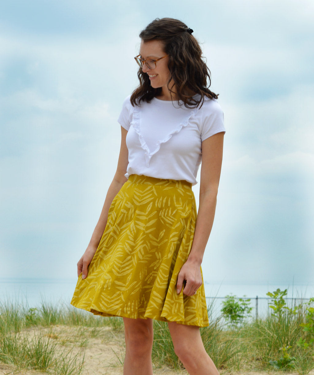 FIESTA palm print skirt in Golden Fern