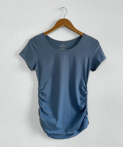 FIONA ruched tee in Vintage Blue