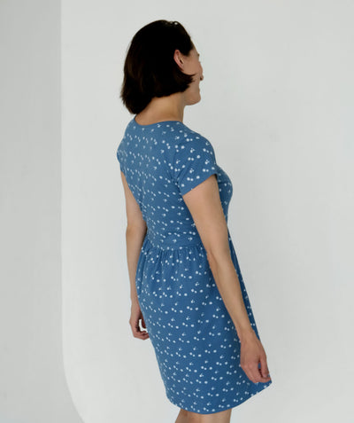 FLEUR printed dress  in Vintage Blue