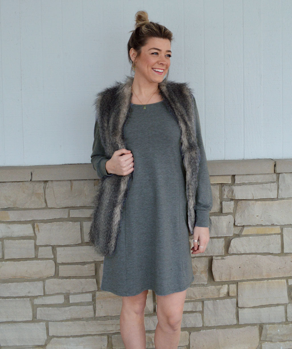 GETAWAY dress in Heather Grey