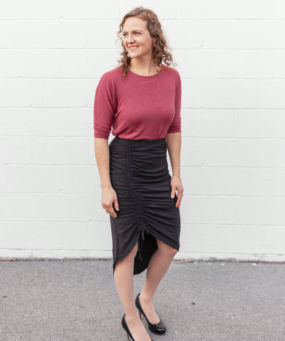 HOLLYWOOD ruched skirt in Black<br/>(Less than perfect)