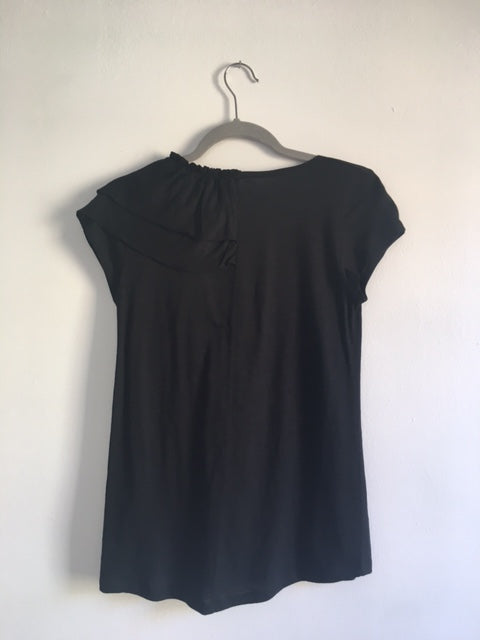 KELSEY double ruffle tee in Black