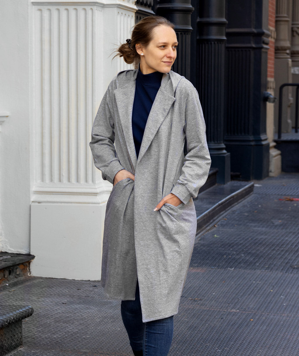 JENNI french terry duster in Heather Grey