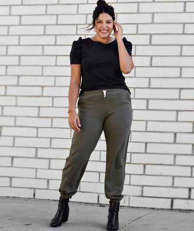 JESSE double knit joggers in Army Green