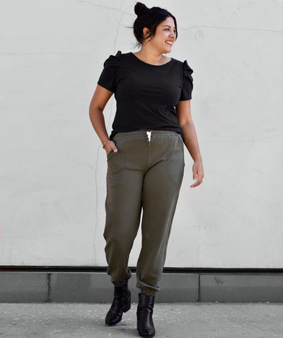 JESSE double knit joggers in Army Green