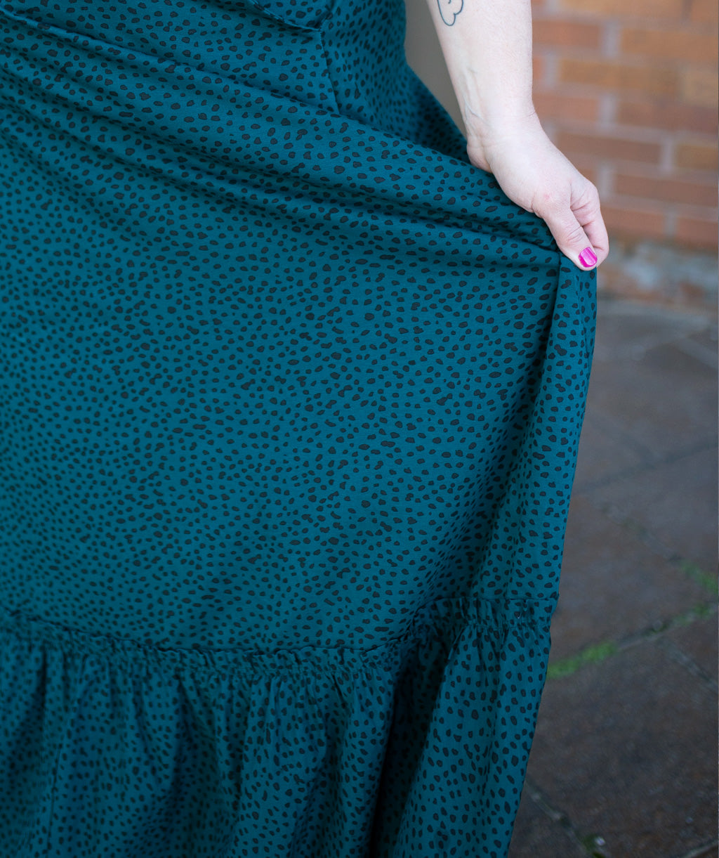KACEY A-line printed skirt in Teal Ocean