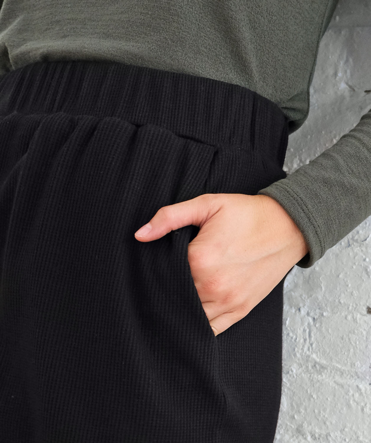 LOTUS waffle knit skirt in Black