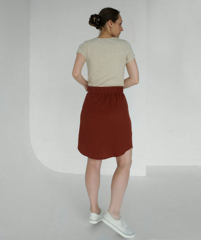 LOTUS waffle knit skirt in Henna