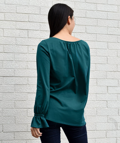 MADELYN peasant top in Shaded Spruce