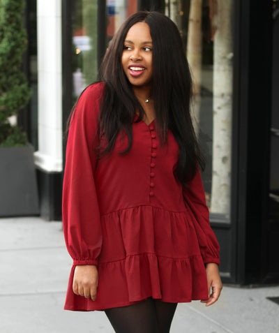 MARISELA tiered tunic in Scarlet Red