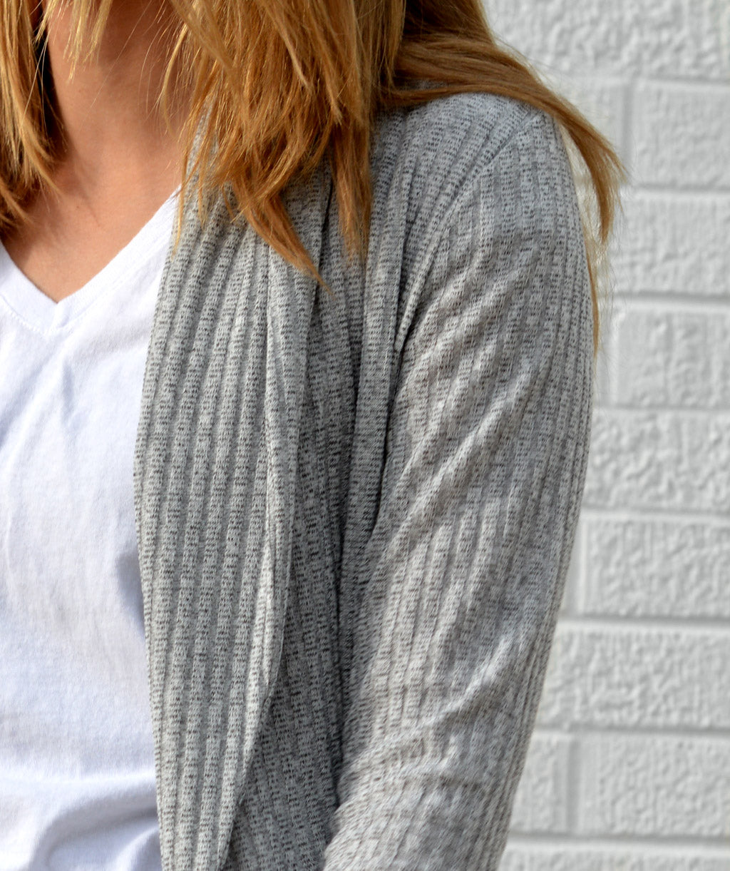 MARTHA shawl cardigan in Light Grey<br/>(Less than perfect)