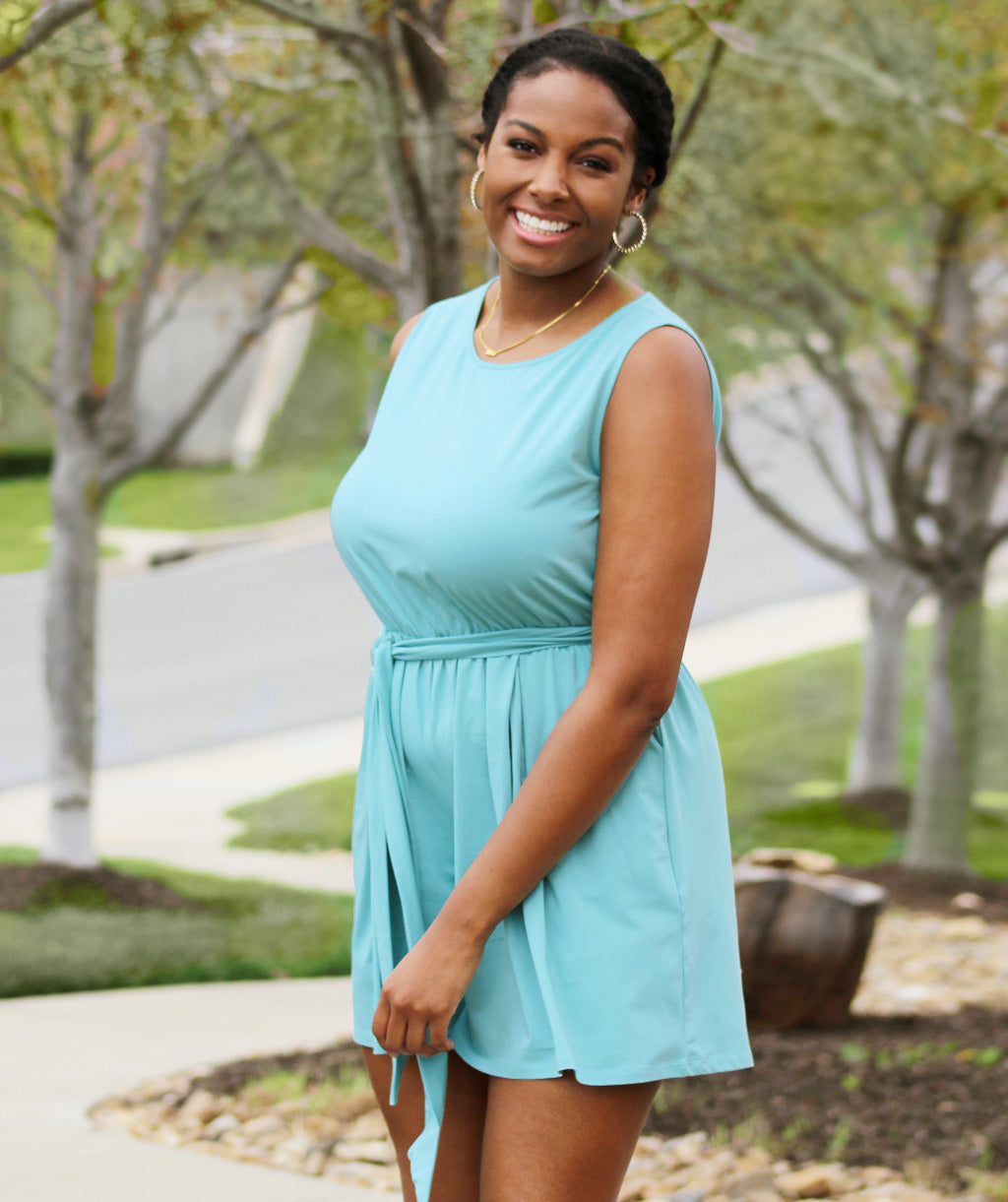 MAYA flowy romper in Aqua Haze