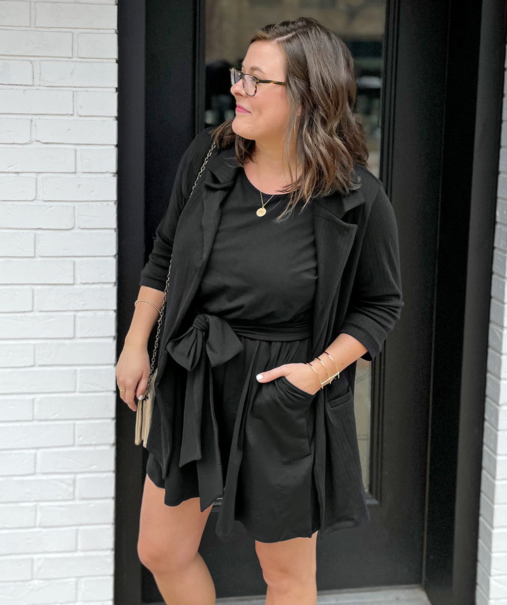 black flowy romper dress Coraliea Flowy Romper in Black