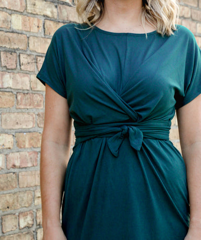 MIDTOWN tie front dress in Peacock<br/>(Less than perfect)