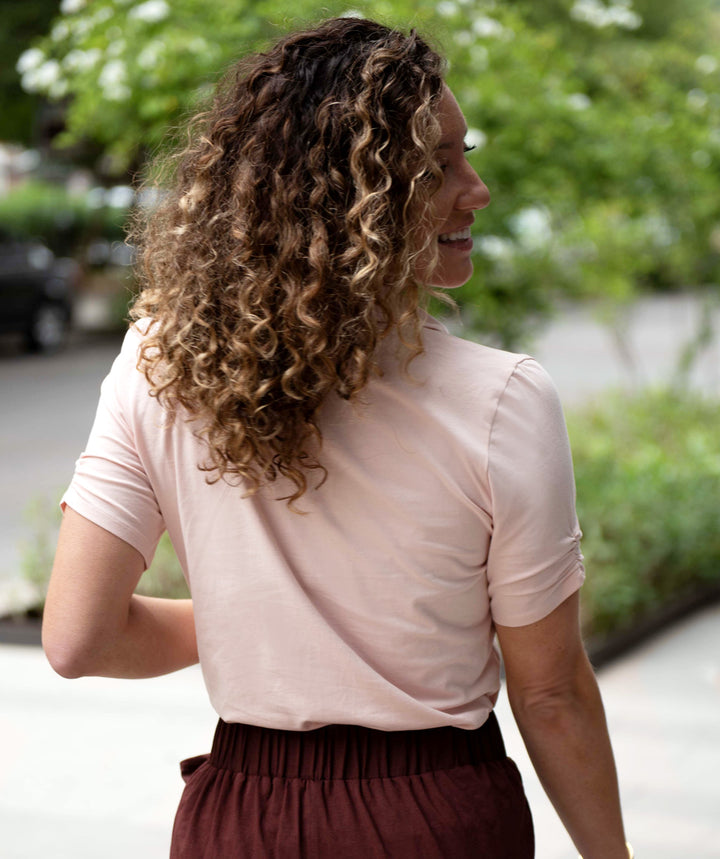 MISTY collared top in Sepia Rose