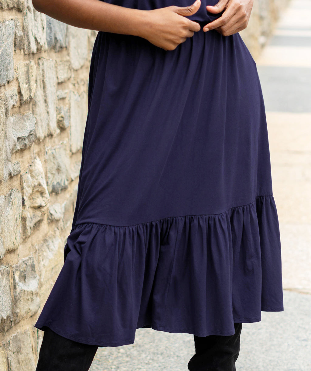 MURRAY tiered skirt in Navy<br/>(Less than perfect)