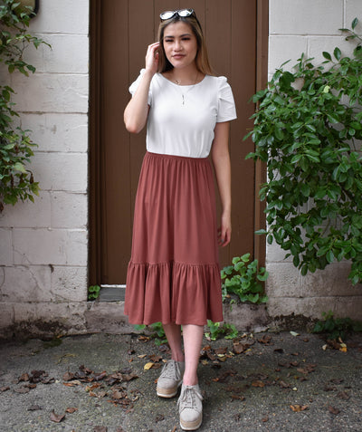 MURRAY tiered skirt in Dusty Mauve