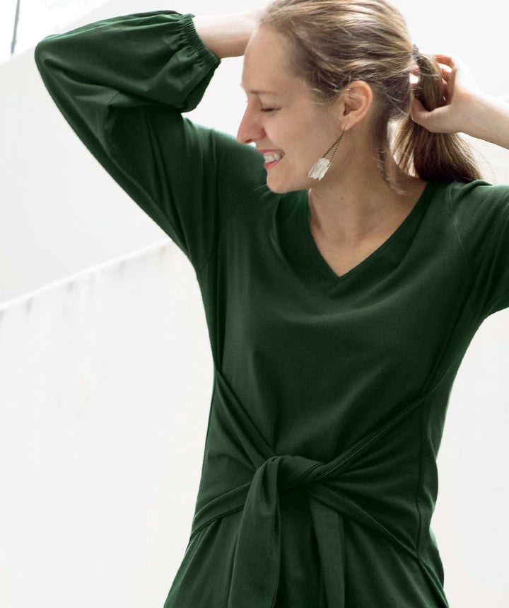 MYLES tie front tunic in Pineneedle