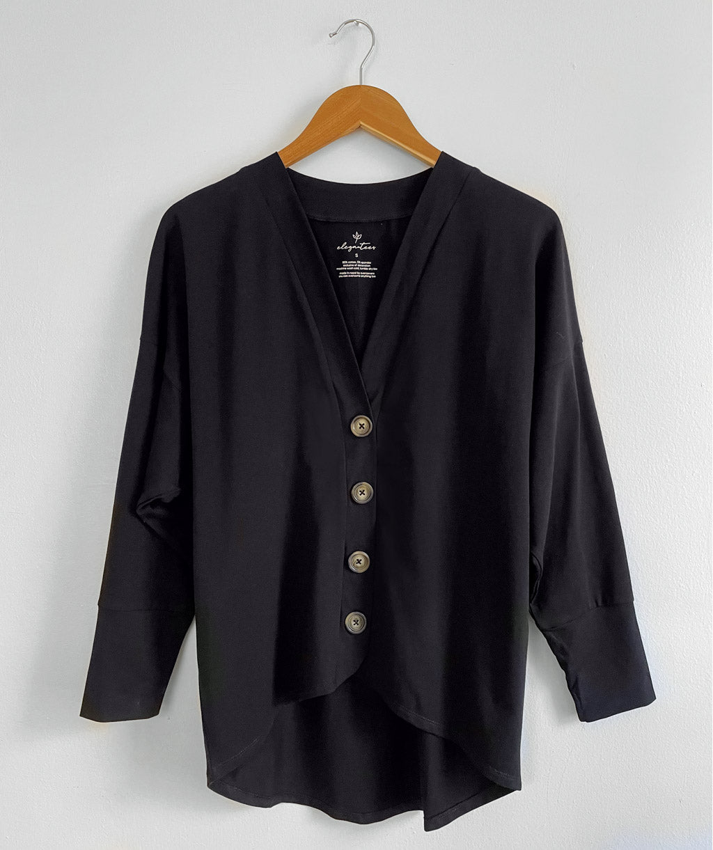 MORGAN hi low cardigan in Black Elegantees