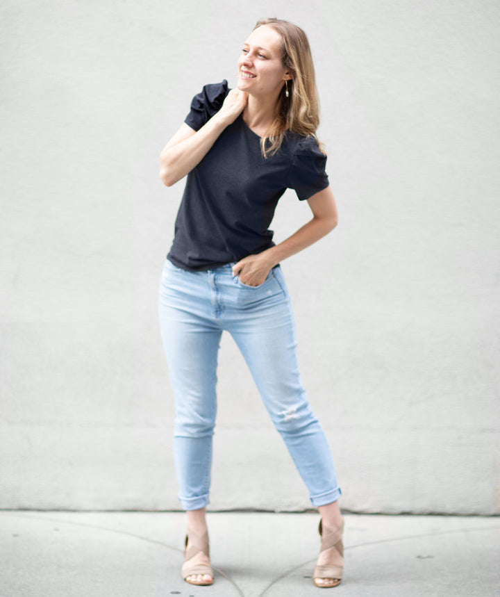 NOLITA puff sleeve tee in Charcoal