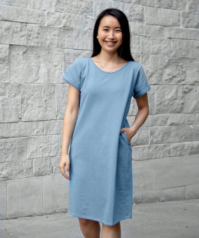 ODESSA french terry dress in Blue Gray