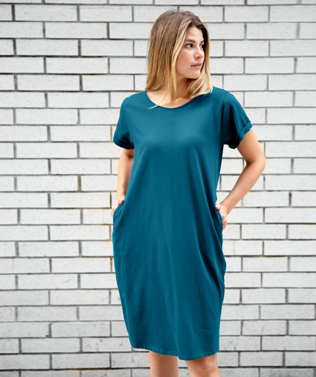 ODESSA french terry dress in Deep Teal