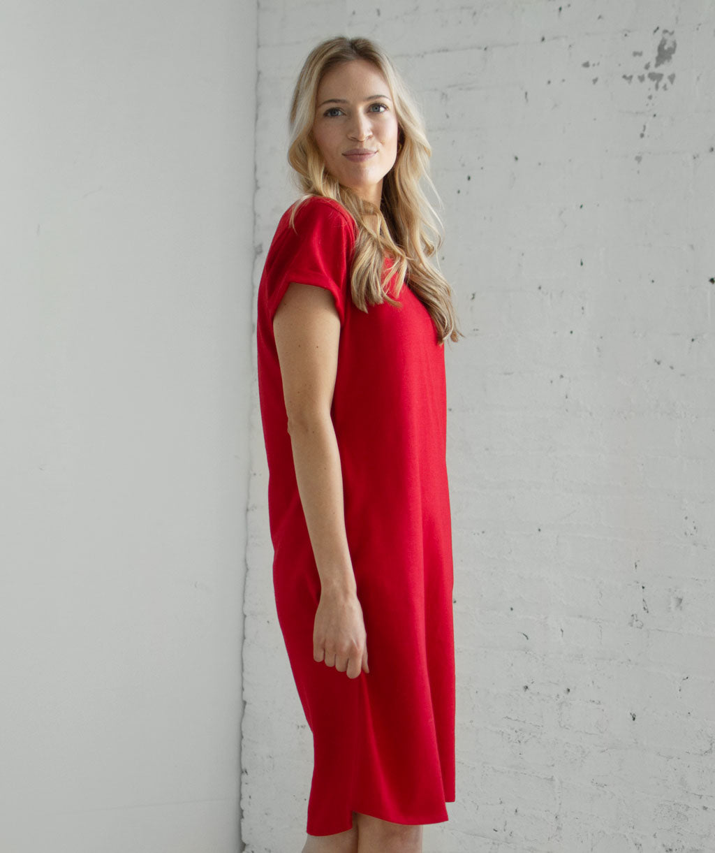 ODESSA french terry dress in Red