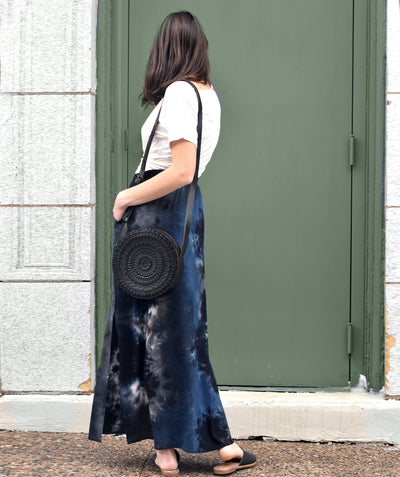 RANI tie-dye long skirt in Black Multi